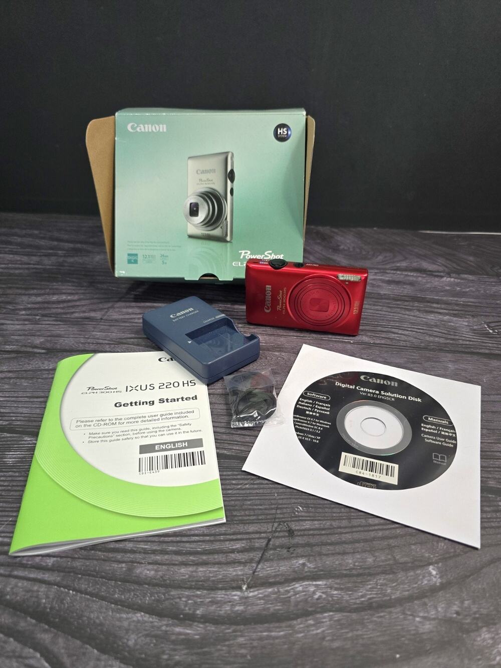 Canon PowerShot ELPH 300 HS 12.1MP Digital Camera Red Bundle CIB - Original Box